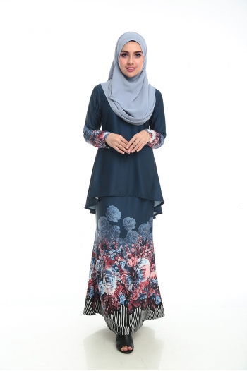 Kurung Floral (Dark Blue)