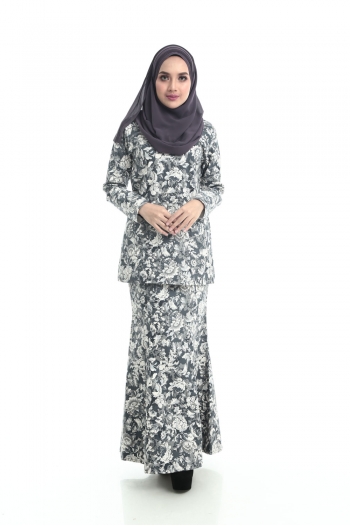 Rania Kurung Grey&White