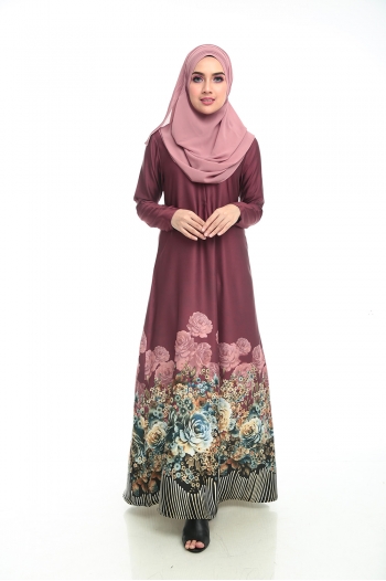 Jubah Floral (Reddish Brown)