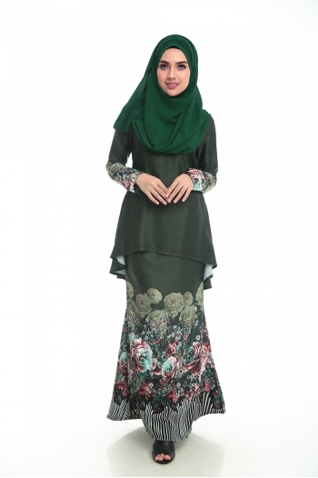 Kurung Floral (Dark Green)